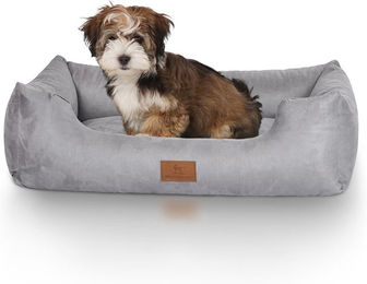 Knuffelwuff Hundebett Dreamline Velours Grau S 70 x 50 cm Allergikerfreundlich – Bild 1 von 4