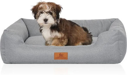 Knuffelwuff Hundebett Emma aus Velours in Grau allergikerfreundlich – Bild 1 von 8