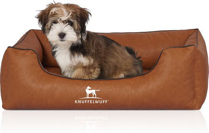 Knuffelwuff Hundebett Henderson aus Kunstleder Größe L in Braun – Bild 1 von 9