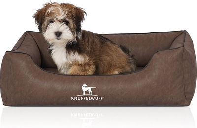 Knuffelwuff Hundebett Henderson aus marmoriertem Kunstleder Braun Größe L – Bild 1 von 8