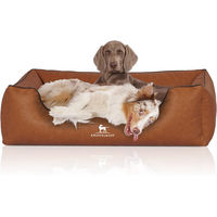 Produktbild von Knuffelwuff Hundebett Henderson aus marmoriertem Kunstleder XL 105 x 75cm Braun