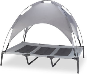 Produktbild von Knuffelwuff Hundebett In und Outdoor mit Sonnenschutz Dach Grau