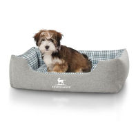 Produktbild von Knuffelwuff Hundebett Lennard aus Velours mit Karomuster Grau Grün M-L