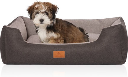 Knuffelwuff Hundebett Luke aus Velours Schwarz-Grau Größe M-L Allergikerfreundlich – Bild 1 von 4