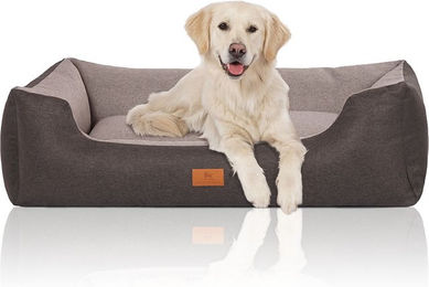Knuffelwuff Hundebett Luke aus Velours XL Schwarz-Grau allergikerfreundlich – Bild 1 von 8