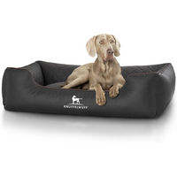 Produktbild von Knuffelwuff Hundebett Milan aus laser-gestepptem Kunstleder in Schwarz