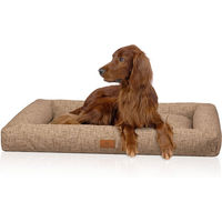 Produktbild von Knuffelwuff Hundebett Nivaro Box aus weichem Webstoff Hellbraun Größe M-L 82 x 62cm