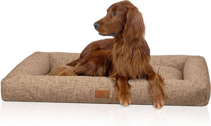 Knuffelwuff Hundebett Nivaro Box aus weichem Webstoff XXL 121 x 81cm Hellbraun – Bild 1 von 3