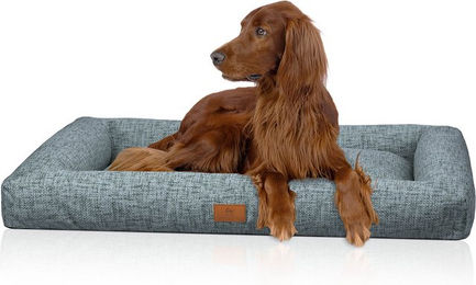 Knuffelwuff Hundebett Nivaro Box XL aus weichem Stoff in Blau Grau 101 x 72cm – Bild 1 von 3