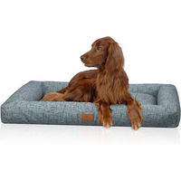 Produktbild von Knuffelwuff Hundebett Nivaro Box XL aus weichem Stoff in Blau Grau 101 x 72cm