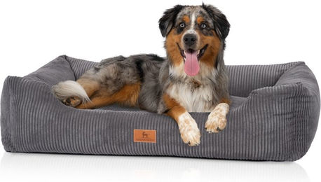 Knuffelwuff Hundebett Olivia aus Cord in Grau M-L – Bild 1 von 4