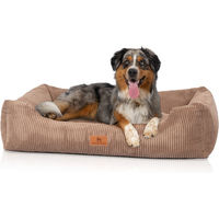 Produktbild von Knuffelwuff Hundebett Olivia XL aus Cord in Braun mit Handwebcharakter für große Hunde