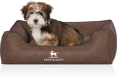 Knuffelwuff Hundebett Scottsdale aus Kunstleder Braun Größe S – Bild 1 von 5