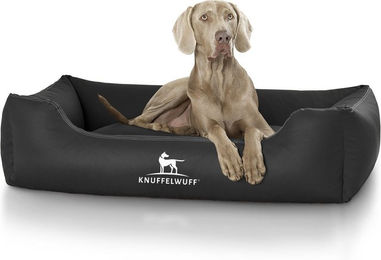 Knuffelwuff Hundebett Sidney Kunstleder Schwarz XXL Allergikerfreundlich – Bild 1 von 5