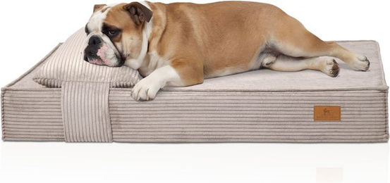 Knuffelwuff Hundebett Soleya orthopädisches Cord Hundebett mit Memory Foam in Grau oder Beige – Bild 1 von 4