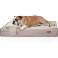 Produktbild von Knuffelwuff Hundebett Soleya orthopädisches Cord Hundebett mit Memory Foam in Grau oder Beige
