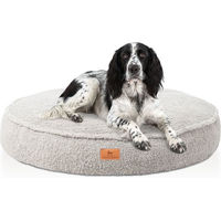 Produktbild von Knuffelwuff Hundebett Tivano rund 80cm Grau orthopädisch mit Memory Foam und gelenkschonendem Teddyfell-Bezug
