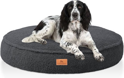 Knuffelwuff Hundebett Tivano rund 80cm Schwarz Orthopädisch mit Memory Foam und Teddyfell-Bezug – Bild 1 von 6