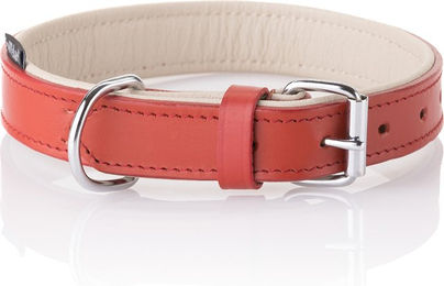 Knuffelwuff Hundehalsband Basic Plus aus weichem Echtleder in Rot – Bild 1 von 3