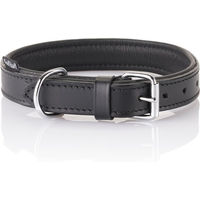 Produktbild von Knuffelwuff Hundehalsband Basic Plus aus weichem Echtleder Schwarz 55-65 cm