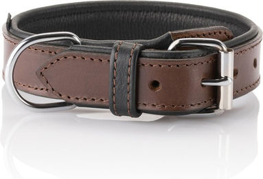 Produktbild von Knuffelwuff Hundehalsband Detroit aus weichem Echtleder Braun mit Schnallenschutz 45-53cm