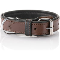 Produktbild von Knuffelwuff Hundehalsband Detroit aus weichem Echtleder Braun mit Schnallenschutz 45-53cm
