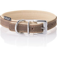 Produktbild von Knuffelwuff Hundehalsband Orlando aus weichem Nubuk-Leder Braun/Beige wasserabweisend 36-45 cm