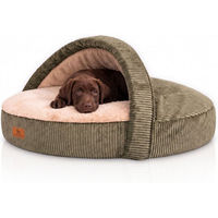Produktbild von Knuffelwuff Hundehöhle Colville aus Cord mit Kaninchen Fellimitat Khaki ø70cm