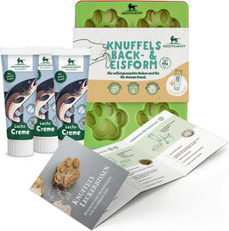 Knuffelwuff Hundekekse und Hundeeis Set mit Silikonformen und Lachs Belohnungssnack für Welpen getreidefrei und glutenfrei – Bild 1 von 3