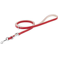 Produktbild von Knuffelwuff Hundeleine Ticino aus Echtleder Rot/Beige verstellbar 200cm