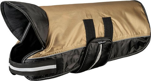 Knuffelwuff Hundemantel aus wasserabweisendem Funktionstextil mit Kragen und Reflektoren Braun/Schwarz 60cm – Bild 1 von 3