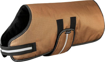 Knuffelwuff Hundemantel aus wasserabweisendem Funktionstextil mit Reflektoren Braun/Schwarz 45cm – Bild 1 von 3