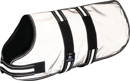 Knuffelwuff Hundemantel reflektierend silber wasserabweisend mit Fleece 75cm – Bild 1 von 5