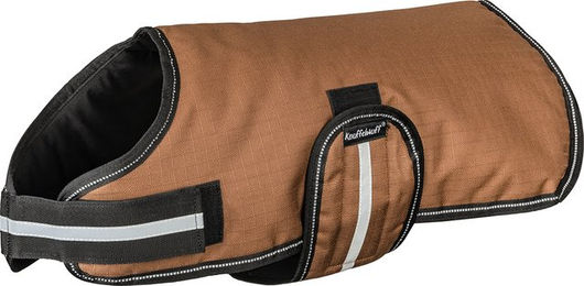 Knuffelwuff Hundemantel wasserabweisend reflektierend Braun Schwarz – Bild 1 von 2