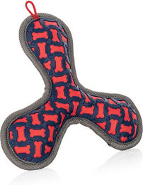 Knuffelwuff Hundespielzeug Tri Flyer Red Frisbee aus Gummi und Gewebe für alle Hundegrößen in Rot – Bild 1 von 5