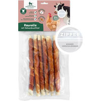 Produktbild von Knuffelwuff Kaurolle mit Hühnerbrustfilet und Rinderrohhaut für Hunde, getreidefrei, 480g - 480 g
