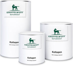 Produktbild von Knuffelwuff Kollagen Pulver für Hunde zur Unterstützung von Gelenken sowie Haut und Fell 600g