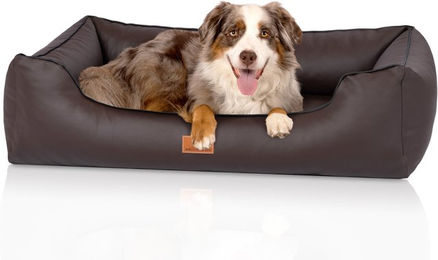 Knuffelwuff Montana Orthopädisches Hundebett aus Kunstleder Braun Größe S 70 x 50cm – Bild 1 von 6