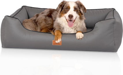 Knuffelwuff Montana orthopädisches Hundebett aus Kunstleder Grau Größe S 70 x 50cm – Bild 1 von 5