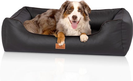 Knuffelwuff Montana orthopädisches Hundebett aus Kunstleder Schwarz Größe S 70 x 50cm – Bild 1 von 5