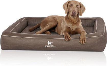 Knuffelwuff Montego Orthopädisches Hundebett aus Kunstleder XL Braungrau – Bild 1 von 4