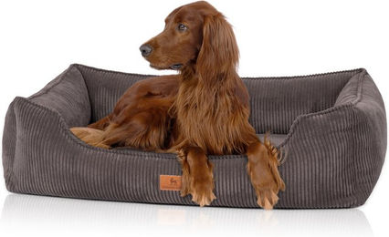 Knuffelwuff Nunavut orthopädisches Hundebett aus Cord in Braun/Grau XXL – Bild 1 von 4