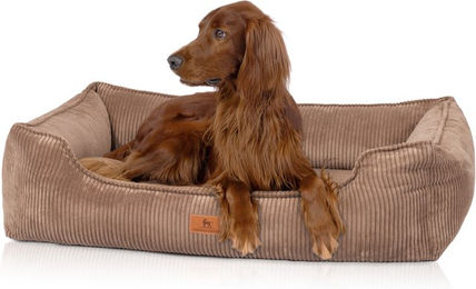 Knuffelwuff Nunavut orthopädisches Hundebett aus Cord in Braun XL – Bild 1 von 5