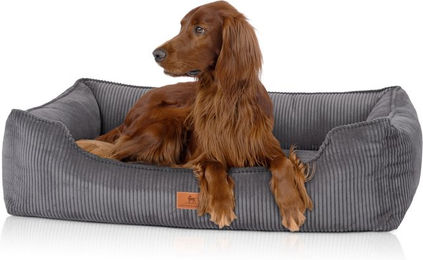 Knuffelwuff Nunavut orthopädisches Hundebett aus Cord in Grau XL – Bild 1 von 4
