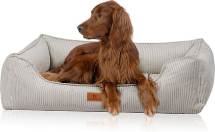 Knuffelwuff Nunavut orthopädisches Hundebett aus Cord in Hellgrau XL – Bild 1 von 4