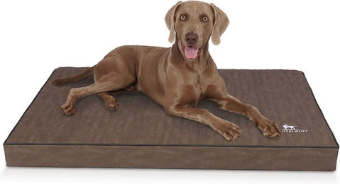 Produktbild von Knuffelwuff orthopädische Hundematte Palomino aus braunem Kunstleder mit OEKO-TEX Standard