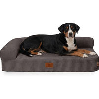 Produktbild von Knuffelwuff Orthopädisches Eck Hundebett Cortland aus Cordstoff Braungrau M-L 85 x 63cm mit Lehne Links zur Gelenksupport