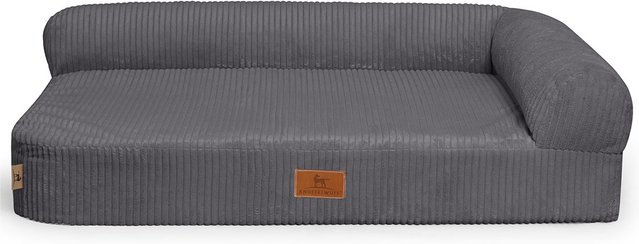 Produktbild von Knuffelwuff Orthopädisches Eck Hundebett Cortland aus Cordstoff Grau M-L 85 x 63cm