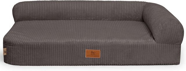 Produktbild von Knuffelwuff Orthopädisches Eck Hundebett Cortland aus Cordstoff M-L 85 x 63cm Braungrau mit Lehne Rechts
