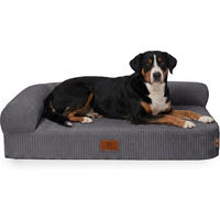 Produktbild von Knuffelwuff Orthopädisches Eck Hundebett Cortland aus Cordstoff XL 100 x 70cm Grau mit Lehne Links